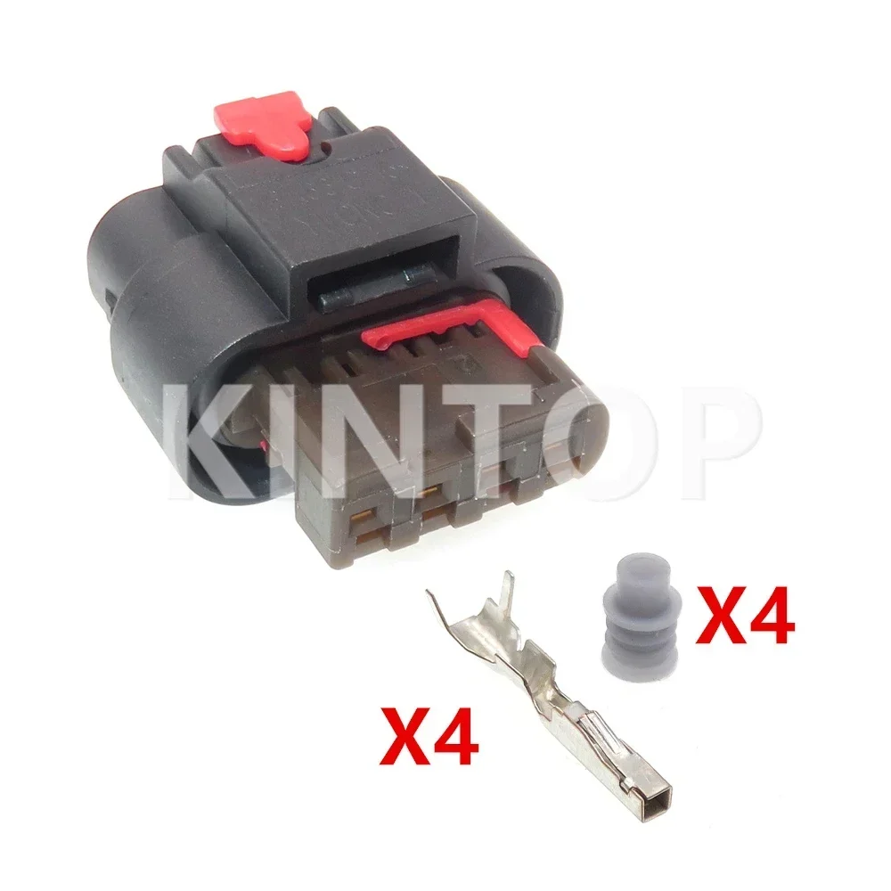 1 Set 4 Pins AC Assembly Car Louver Intake Grille Motor Electric Wiring Socket with Cables for Cadillac 1-1456426-6