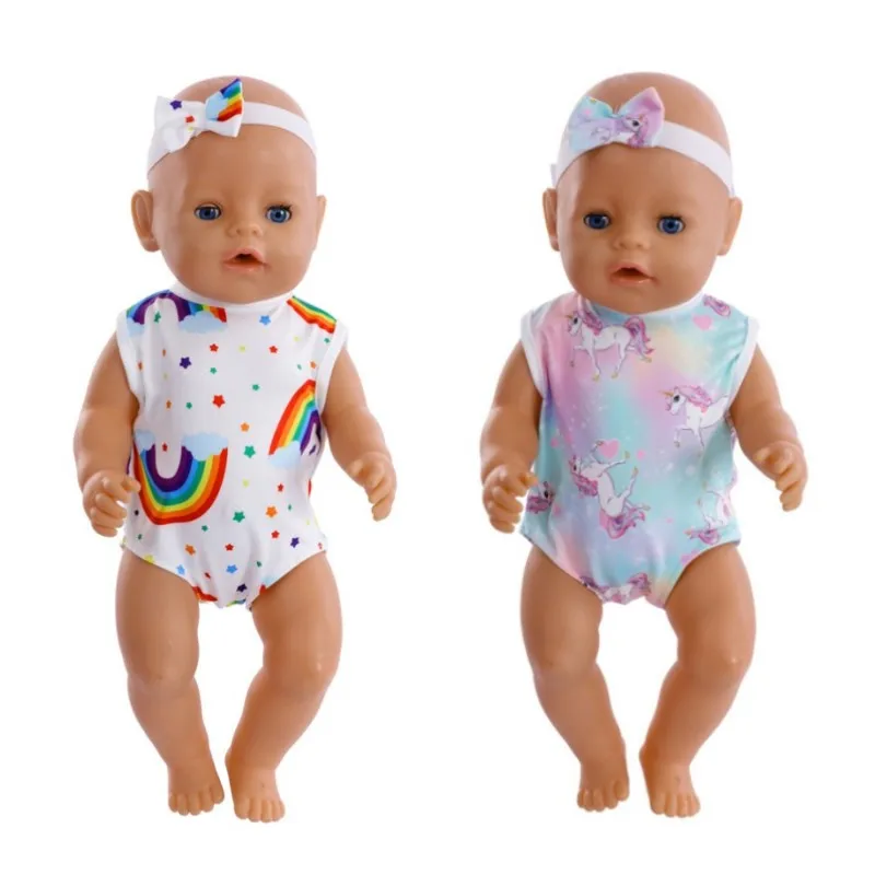 Doll Clothes Flamingo Swimsuit Summer Clothes for 43cm New Born Baby Doll Clothes Swim American 18 Inch Girl Dolls Bikini