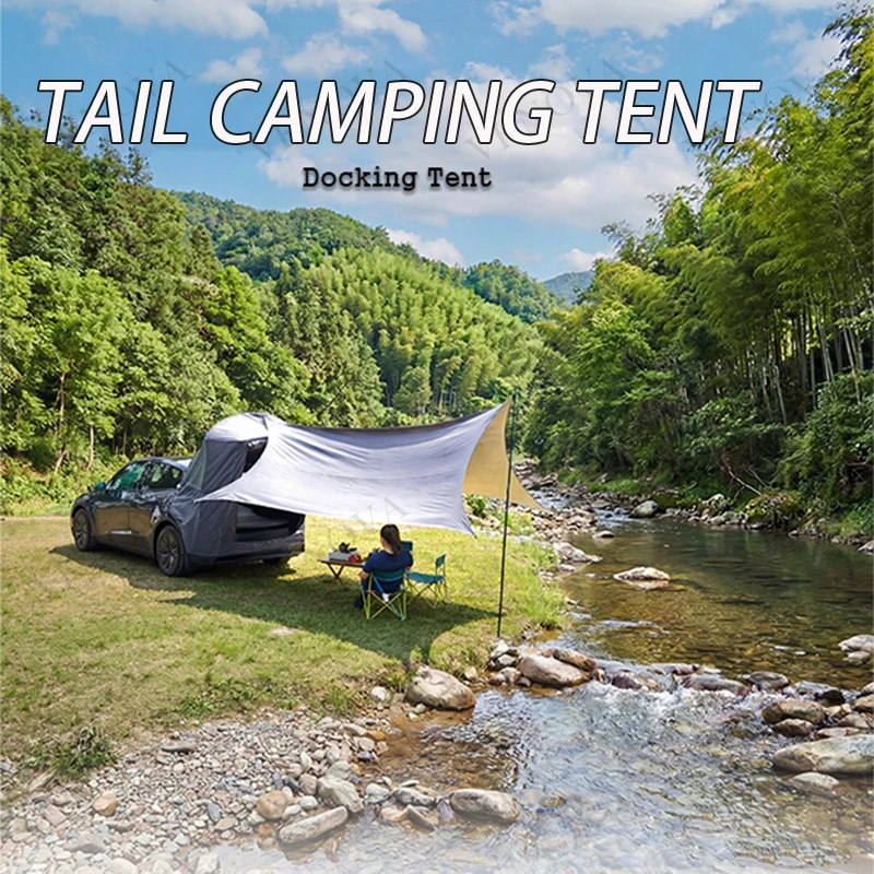 For ModelY Juniper 2026 Camping Picnic Car Rear Tent with Canopy Car Rear Extension Tent Sunshine-Proof Rain-Proof Car Rear Tent