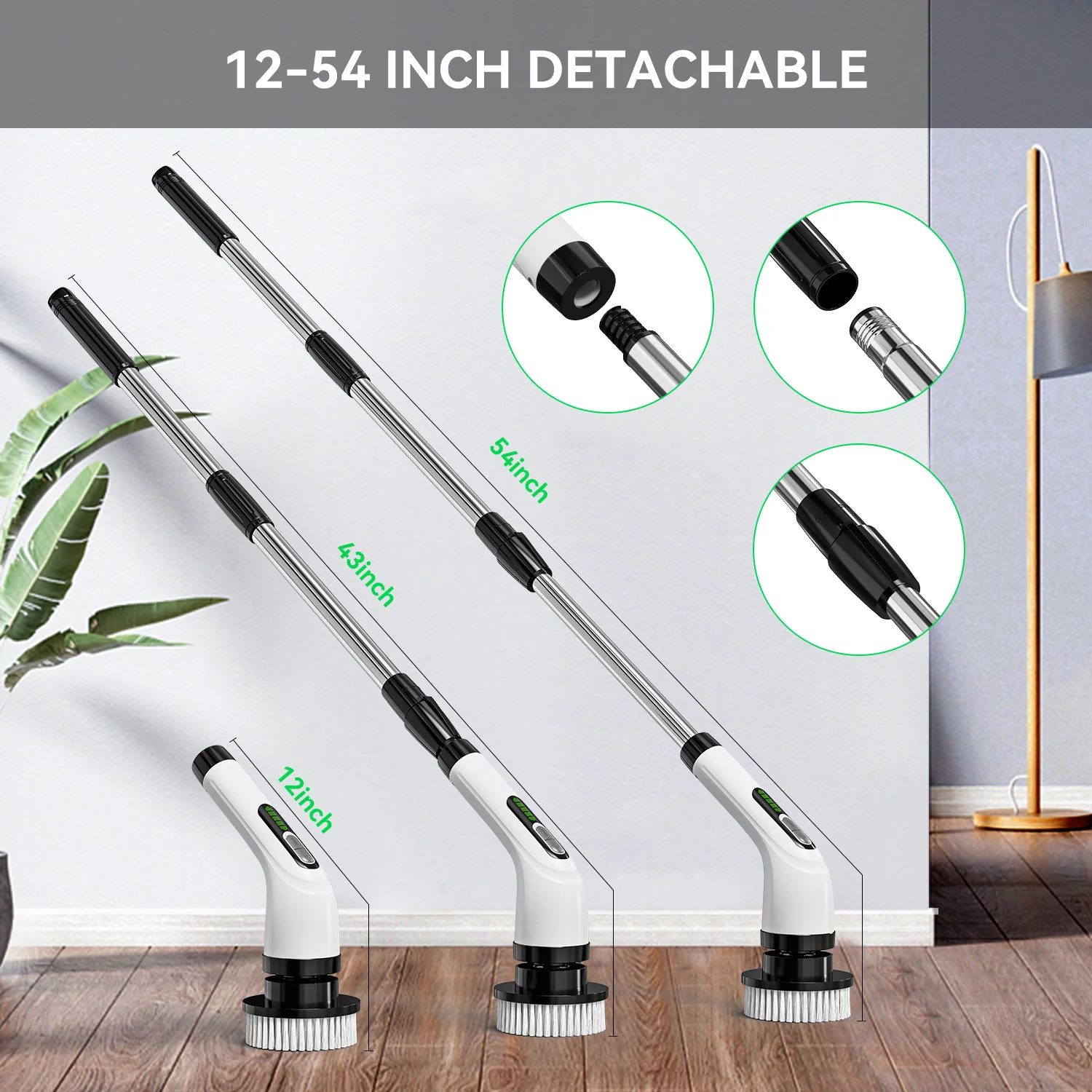 A10 Floor Scrubber 7 In 1 Cordless Kitchen Cleaning Brush Bathroom Power Shower Scrubber Electric Spin Scrubber for Wheel Tire