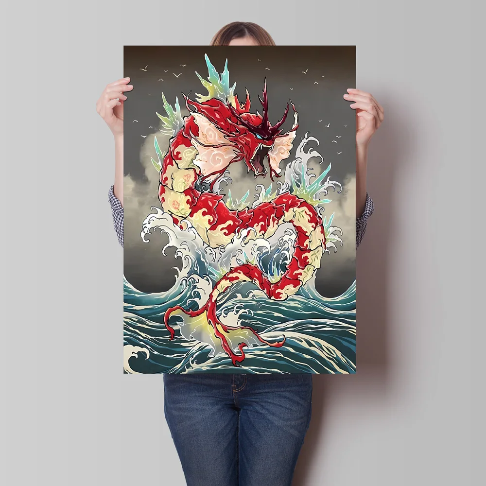 Pokemon Canvas Painting Gyarados Posters Prints High Definition Images Not Fading Home  Living Room Decoration Gifts Classic