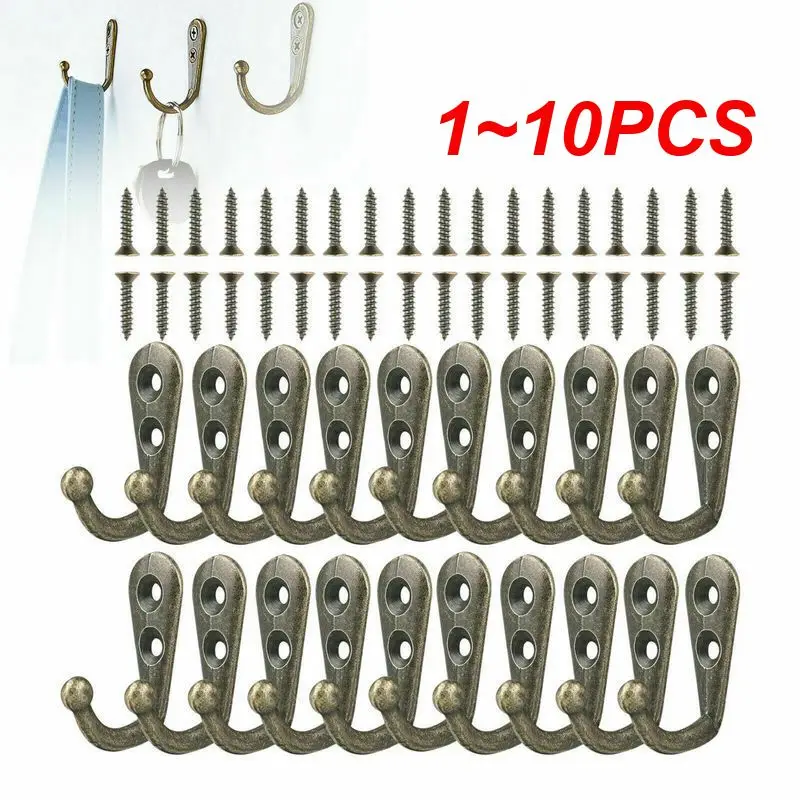 1~10PCS Retro Wall Hooks Hangers Door Wall Mounted Coat Hooks with Screws Suction Heavy Load Rack for Kitchen Bathroom