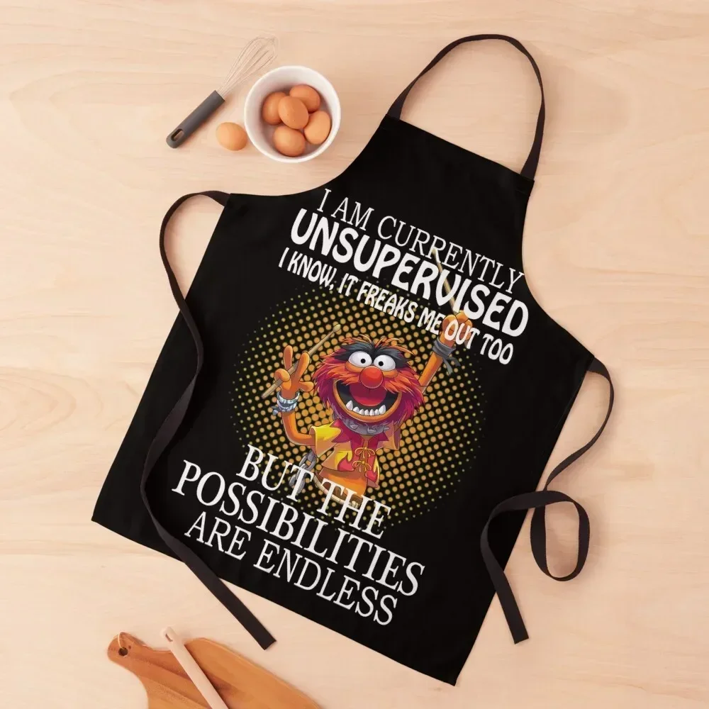 I am currently unsupervised I know it freaks me out too but possibilities are endless Apron with personal logo Beauty Apron