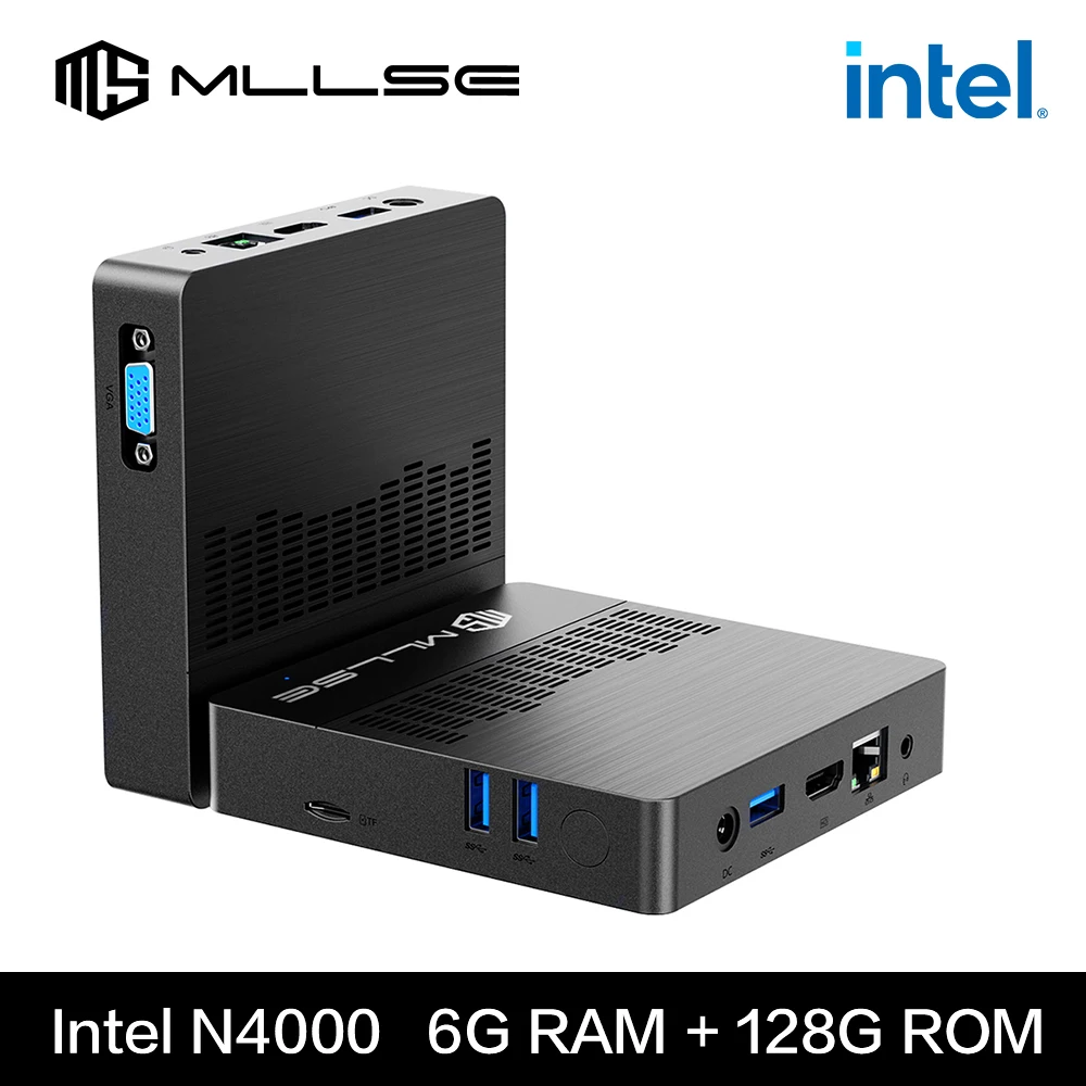 MLLSE M2 Air Mini PC Intel Celeron N4000 CPU Window11 6GB RAM 128GB ROM Dual-Band WiFi HDMI+VGA Portable Mini Computer BT4.2