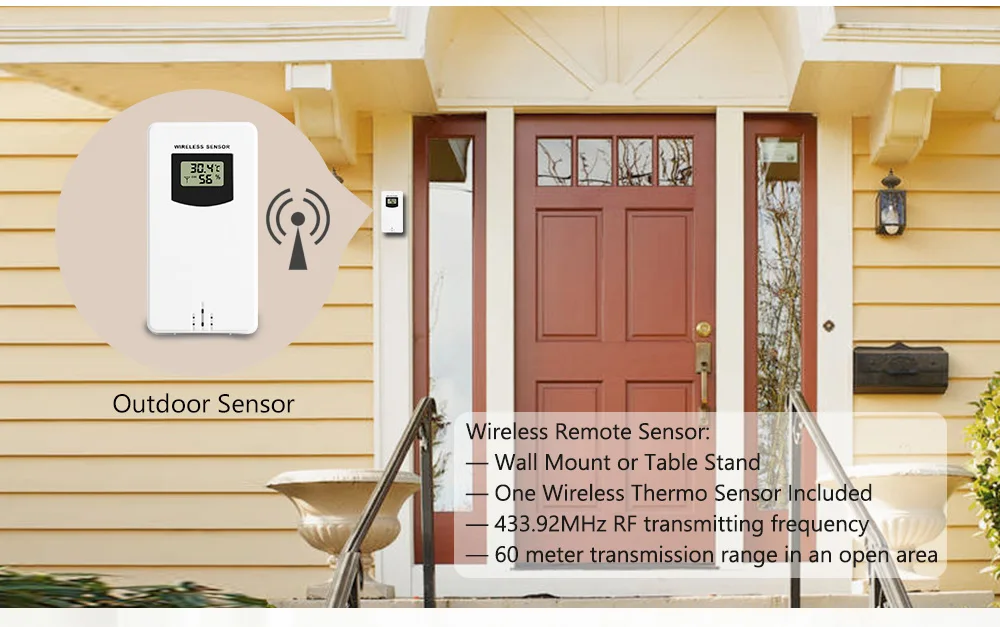 Wireless Outdoor Sensor Temperature Humidity Wireless Sensor Accessories Match for 3378 3378A 3352C 3374 3391 3388 3365 3382