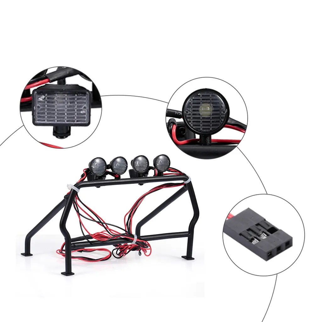 Car Light Metal Roll Cage Bucket with 6 LED Light Metal Barrel Cage for RC 1/10 Rc4wd Tamiya Axial Remote Car Parts Accessories