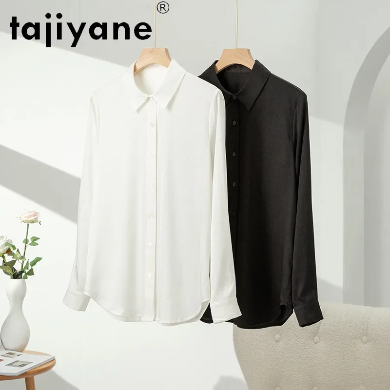 

Tajiyane Top Silk Shirt for Women Buttons Long-sleeved 2022 Spring White Shirt Fashion Office Lady Slim Women Clothing FCY046