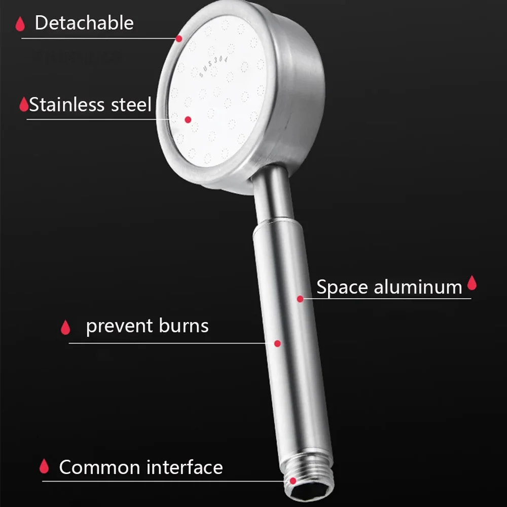 Stainless Steel Shower Head Fall resistant Durable High Pressure Showerhead for Bathroom Handheld Water Saving Shower Set
