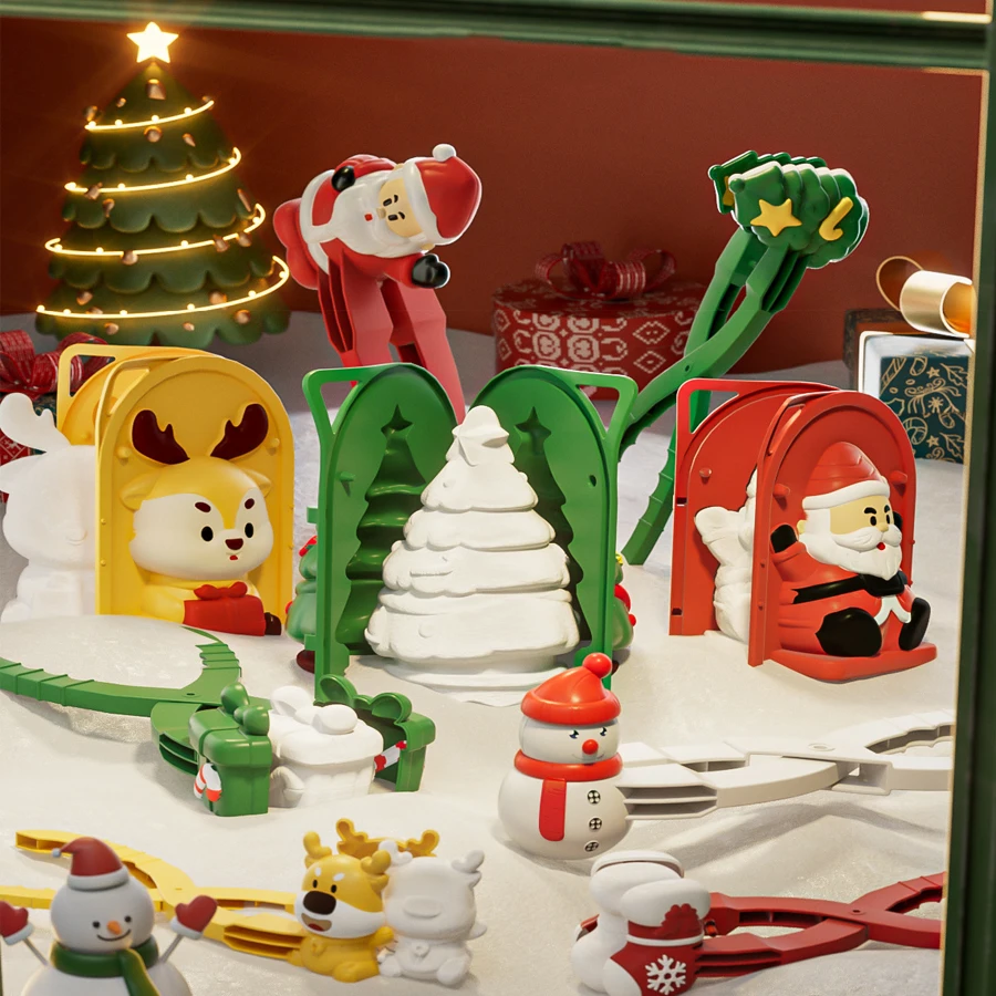 Świąteczne szczypce do śniegu w kształcie Świętego Mikołaja – łatwy przyrząd do formowania śniegu dla dzieci, zimowy prezent do zabawy na śniegu na świeżym powietrzu, narzędzie do rękodzieła świątecznego