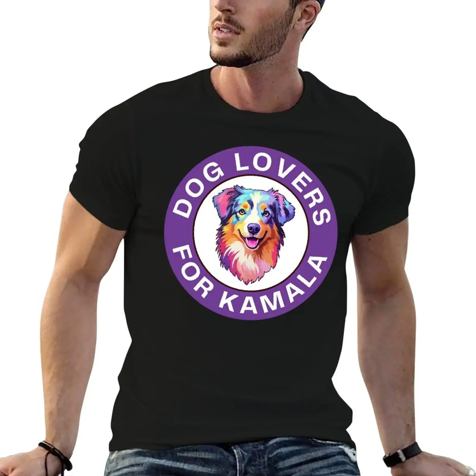 

Dog Lovers For Kamala Harris - Australian Shepherd T-Shirt oversized t shirt custom t shirt men clothing