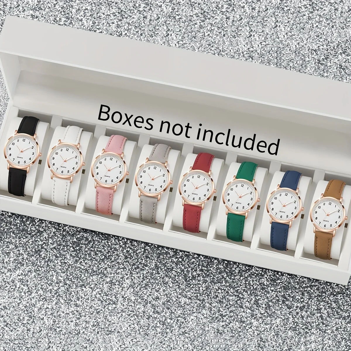Women's Fashion Simple Digital Scale Quartz Watch Combination Set 8 Pieces/Set Excluding Watch Box