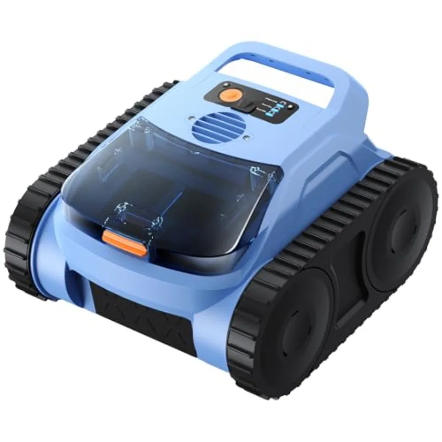 

Inground pool cleaning: robotic vacuum with 4800GPH suction, wall-climbing waterline capability, 180min battery, up to 2150 sq.