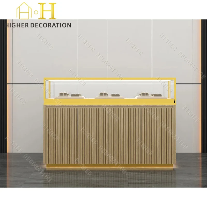 custom.Rustic Smoke Premium Solid Wood Showcase and Chic Shop Window Display Including LED Illuminated Showcases