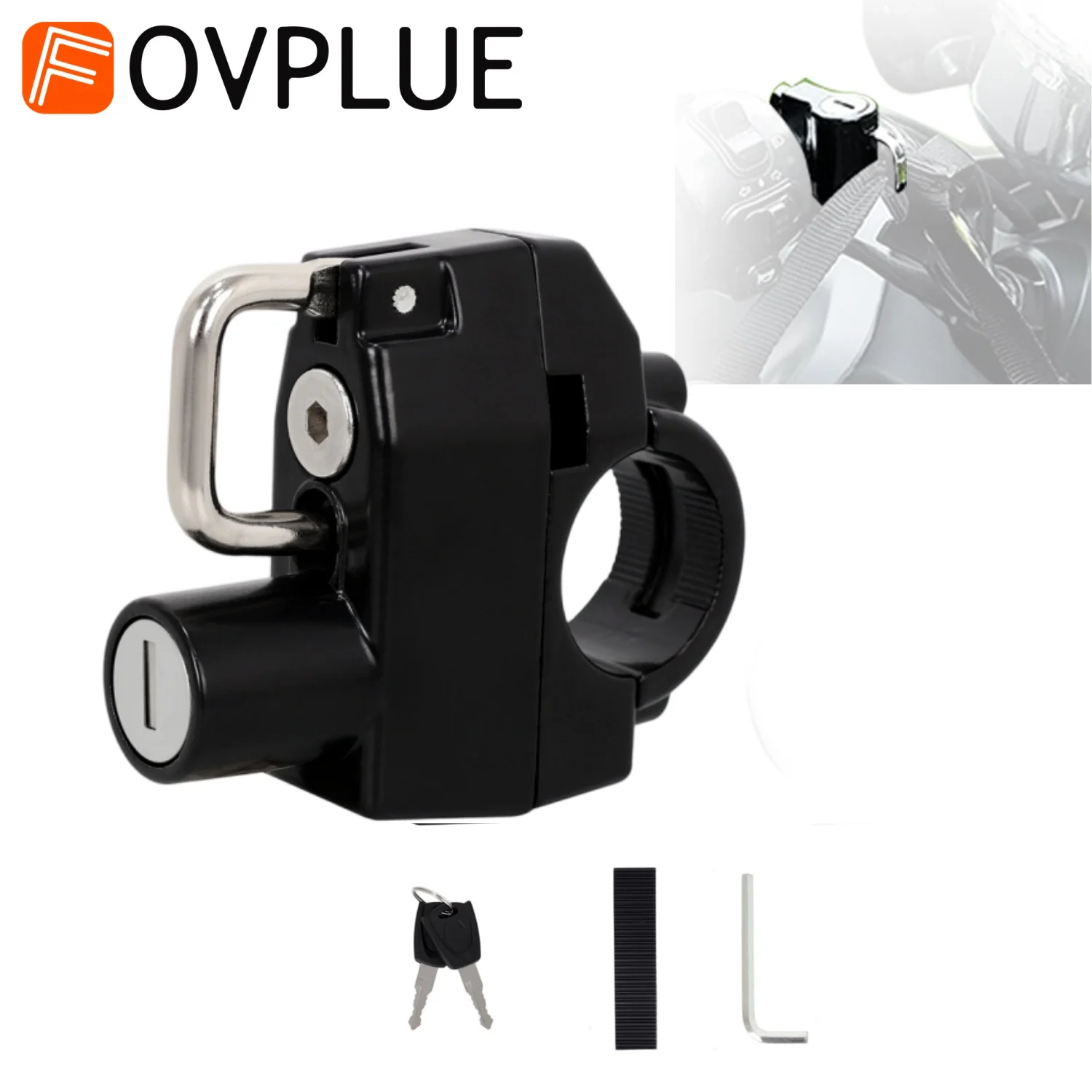 

7/8" Universal Motorcycle Helmet Part Anti-Theft Security Lock 2 Keys For Motorbike Scooter Stree Bike Handlebar or Luggage Rack