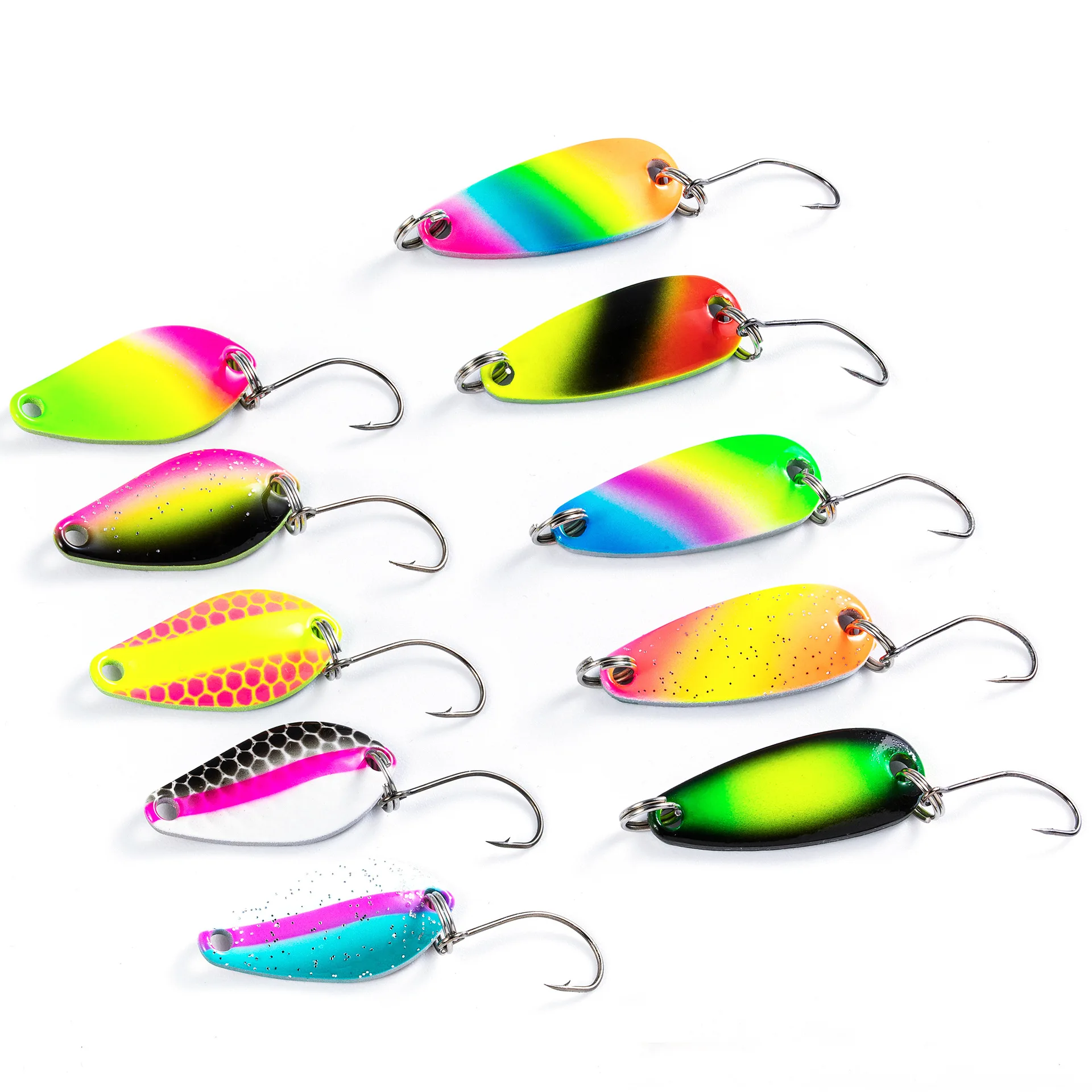 Fishing Lure Colorful Spoons Single Hook 2g/3g Artificial Lure Hard Bait 5-10 Pieces Bag