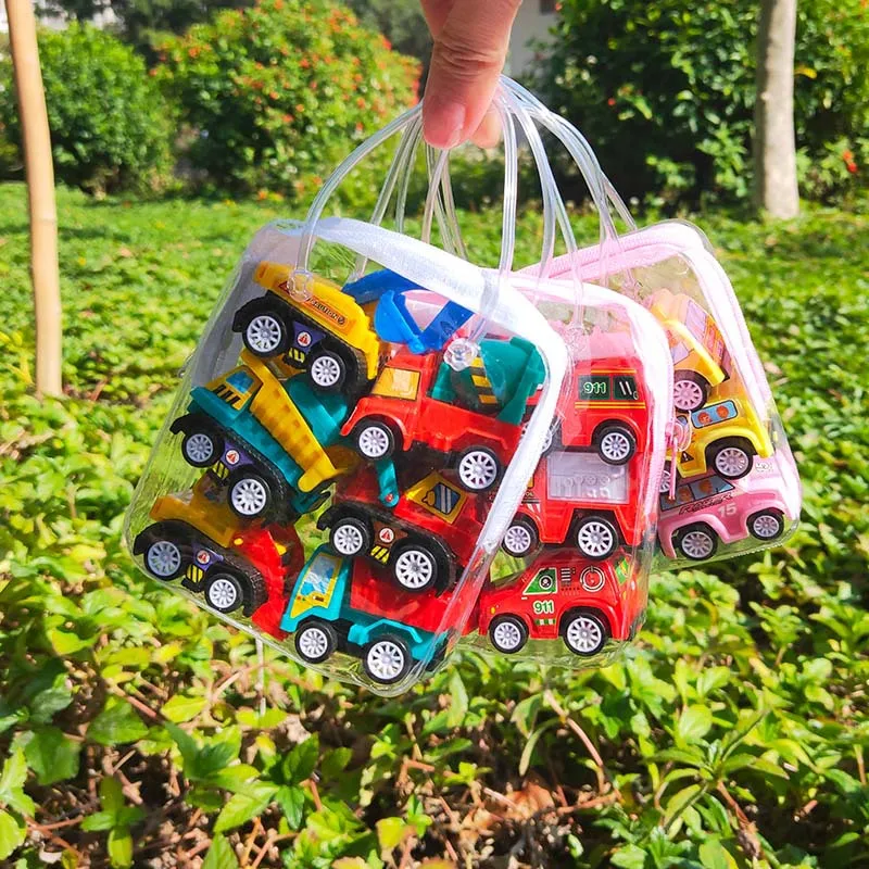 6Pcs Pull Back Car Toys Mobile Machinery Shop Construction Vehicle Fire Truck Taxi Model Baby Mini Cars Gift Children Toys GYH