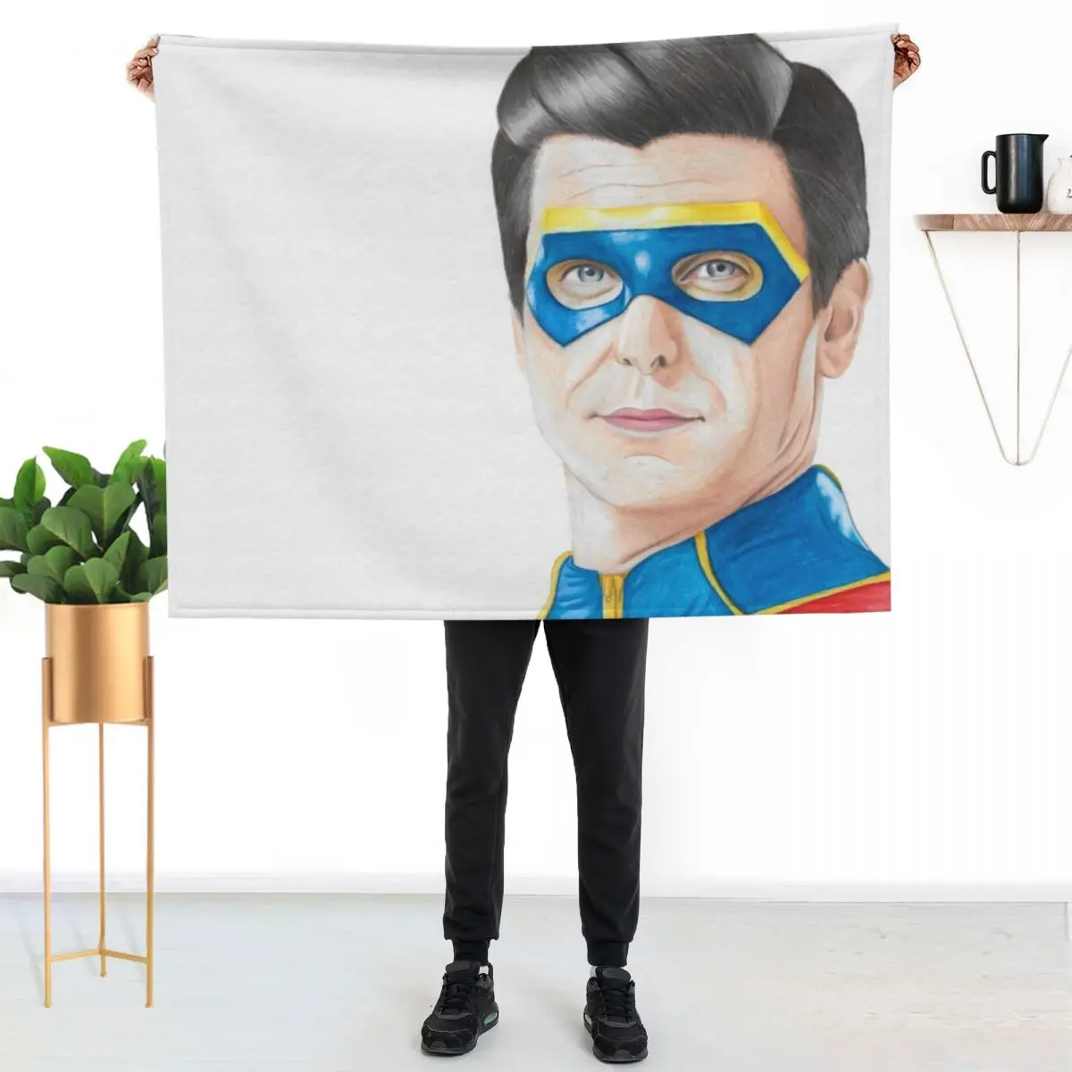 Captain Man - Heroic Traditional Drawing Throw Blanket Luxury Throw funny gift Giant Sofa Heavy Retros Luxury Brand Blankets