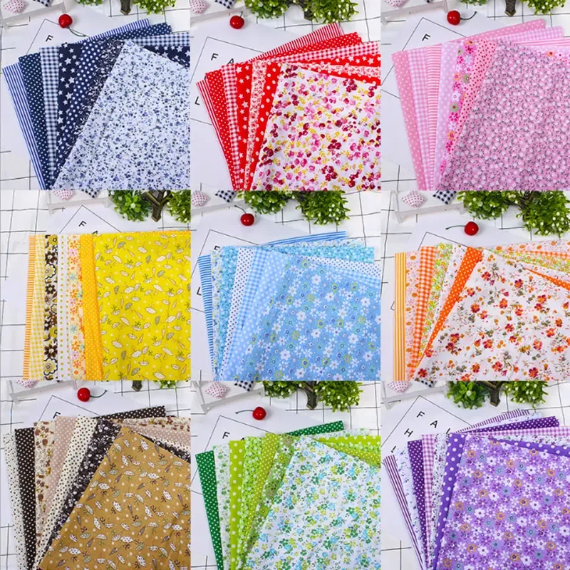 Printed Cotton Fabric Bundle Cloth DIY Handmade Cloth Sewing Quilting Fabrics Needlework Patchwork Fabric Accessories 25x25cm