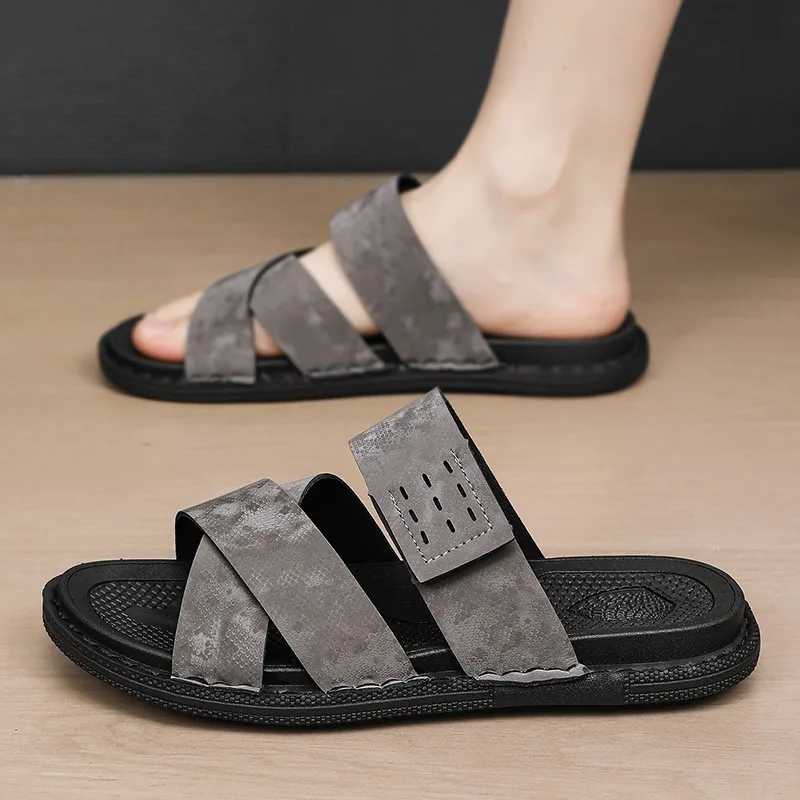 Summer Featured Men's Casual Slides, Simple One Strap Style Soft Sole Non Slip Daily Wear Slippers For Men