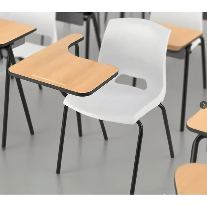 Factory Price Modern Plastic Student Writing Chair with Metal Frame White School Chair Comfortable Training Chair Table
