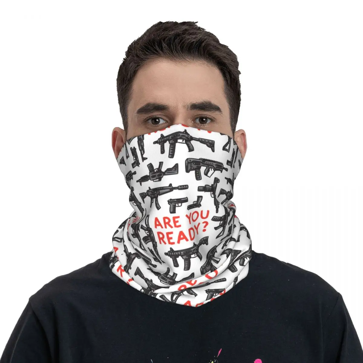 Weapons Gun Bandana Neck Gaiter Printed Mask Scarf Warm Headwear Fishing Unisex Adult Windproof