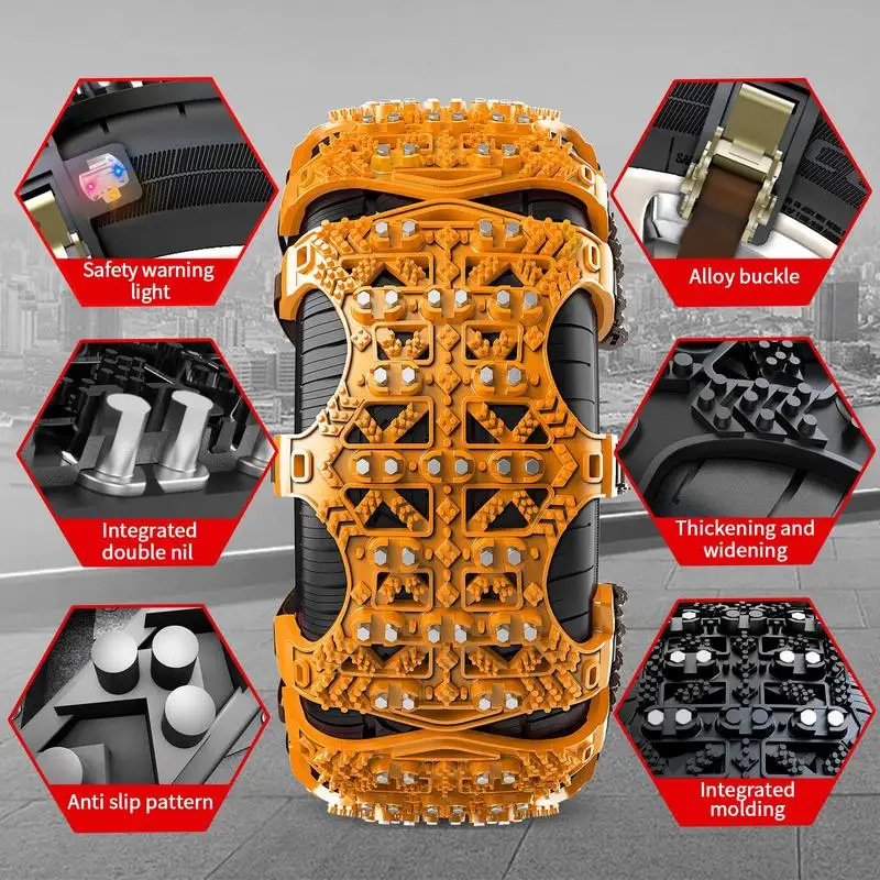 6pcs Adjustable Anti-Skid Chains Tire Chains Car Snow Chains for Car SUV ATV Trucks Emergency Winter Anti Slip Snow Tire Chains