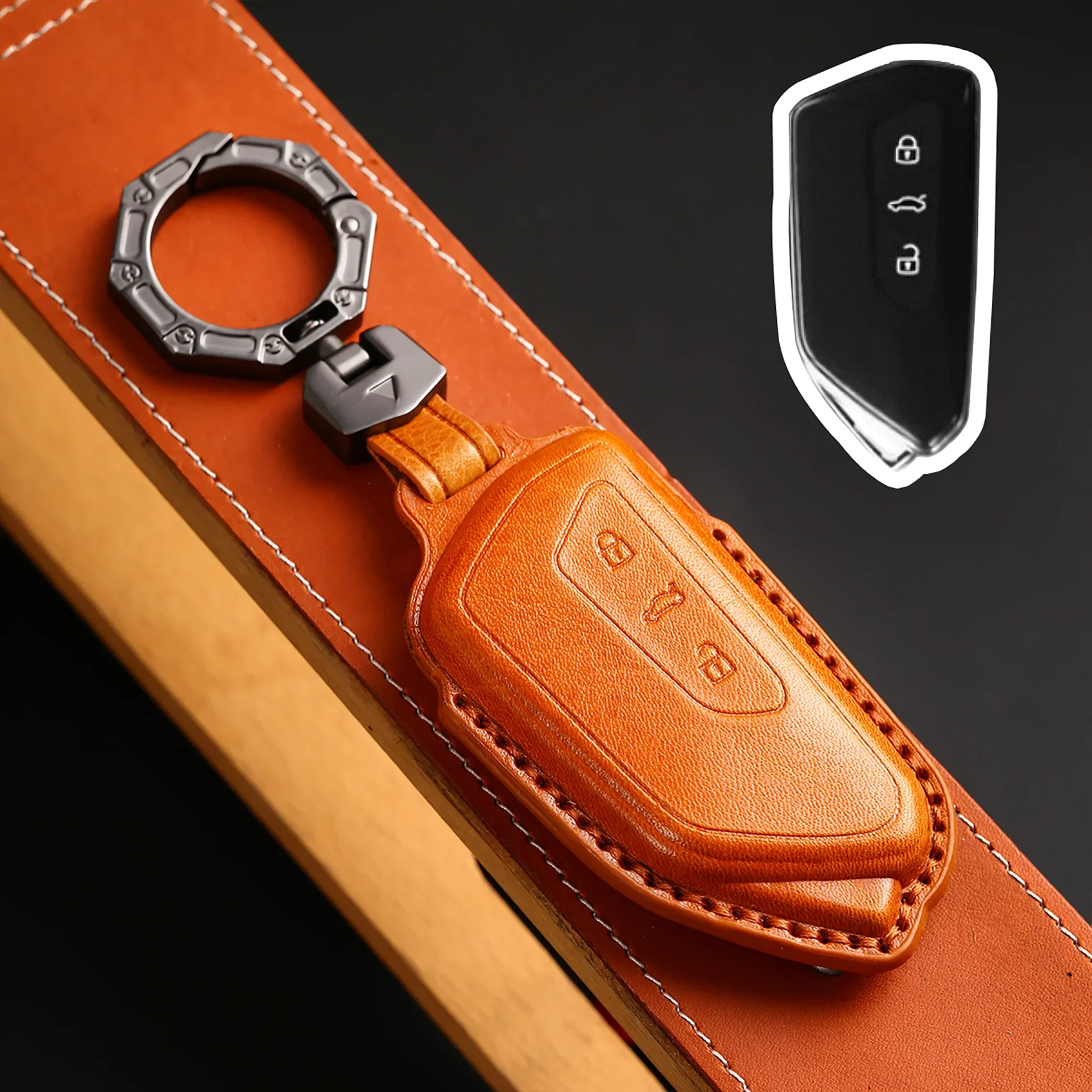 

1pc Luxury Leather Car Key Case For Skoda Octavia A8 MK8 2020 2021 Seat Leon Mk4 Cupra Formentor VW Golf 8 GTI GTD R ID3 ID4