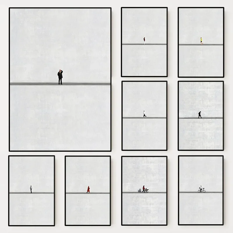 Minimalist Contemporary Photography Human Poster Featuring Individual People Canvas Painting Gray Wall Art for Room Home Decor