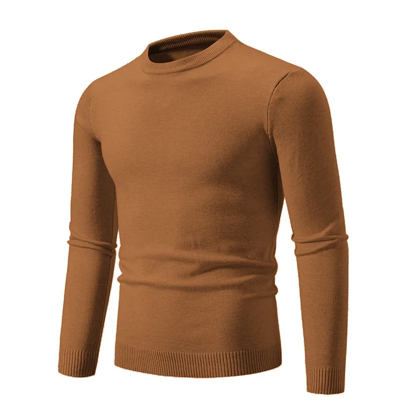 

Retro Simple Color round Ne Men's Knitted Sweater Loose Casual Wearable Outerwear Long Sve Knitwear for Youth