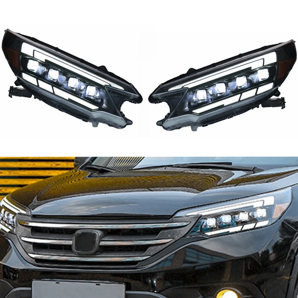 

ROLFES 2x For Honda 2012-2014 CR-V CRV Headlights ALL LED Headlight LED DRL Front Light With Moving Turning Signal Light