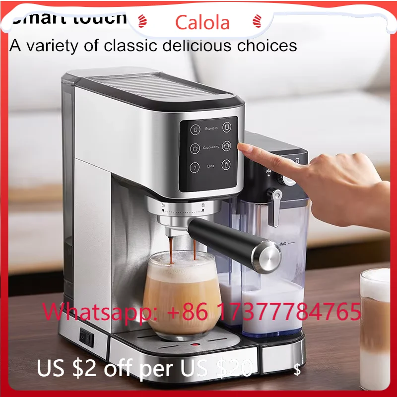 

20Bar 1350W Digital Touchscreen Espresso Maker Quick Heat Stainless Steel with Milk Frother