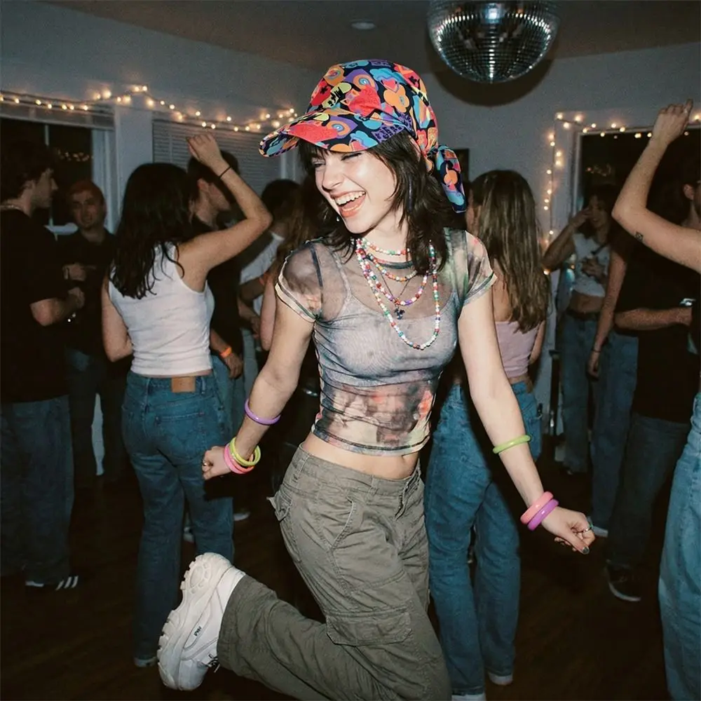 

Korean Style Headscarf Baseball Hat Printed Paintings Scarf Baseball Cap Sunscreen Hair Scarf Strappy Bandana Hat Street