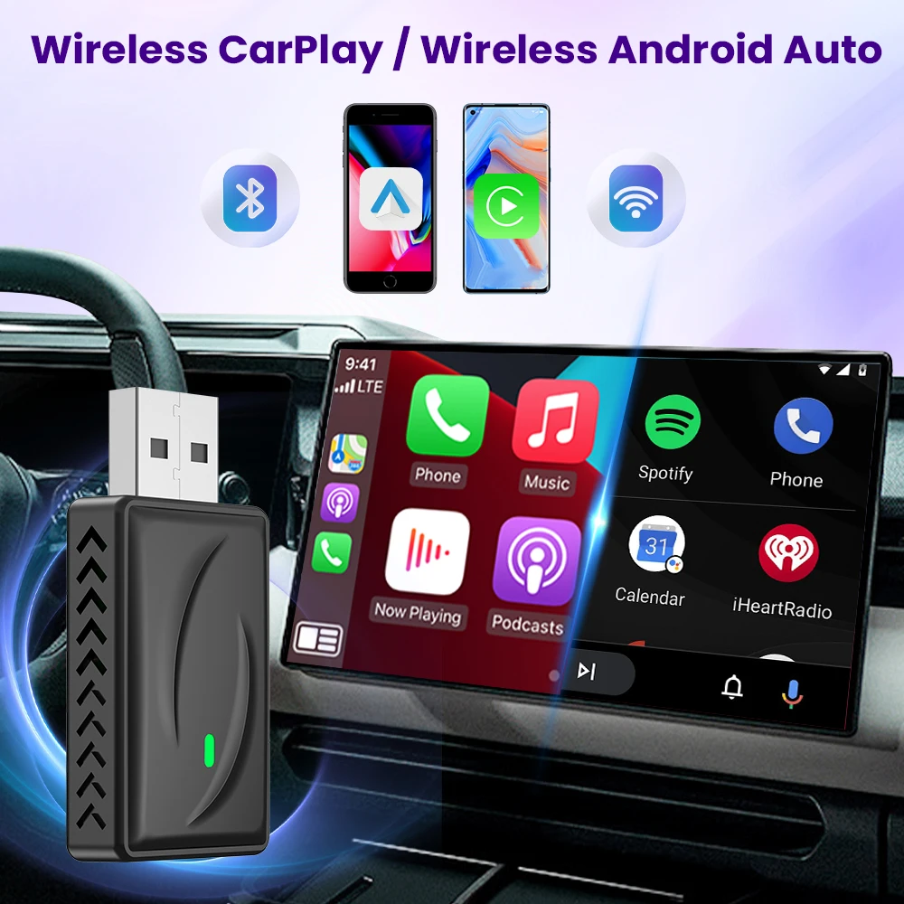 Wired to Wireless Carplay Adapter Wireless Android Auto Dongle 5GHz WiFi Plug & Play OTA Update For Audi Benz Volvo VW Toyota