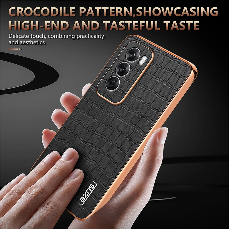 Luxury Fashion Crocodile Pattern Electroplating Design PU Leather Phone Case For OPPO Reno 14 Pro 13 Reno 12 12Pro 5G Back Cover