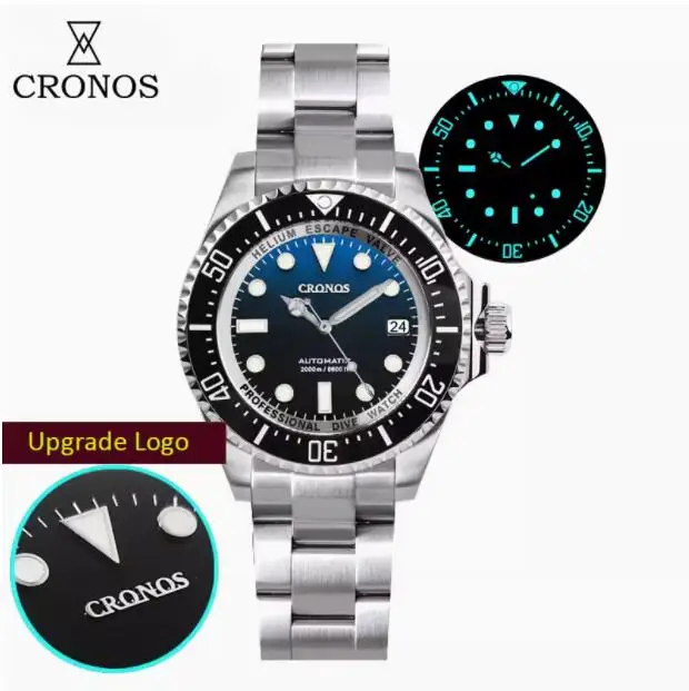 CRONOS Men Automatic Watch 44mm Military Mechanical Wristwatch