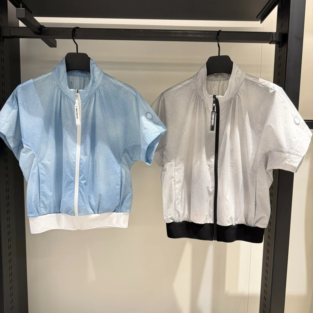 Women's Golf Short Sleeve Top 2026 Fall New Korean Style Zip-Up UV Protection QuickDry Lightweight Breathable Sporty Outdoor Sun
