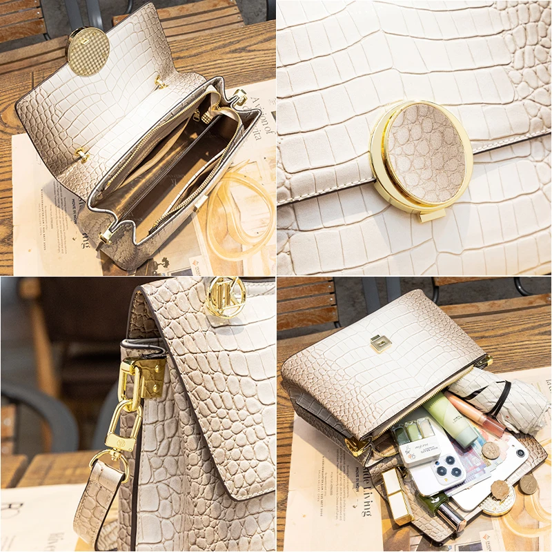 2023 new crocodile print fashion high-grade hand bill of lading shoulder crossbody bag