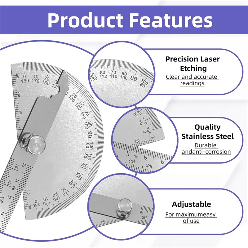 AS95-15-120 Degree Knife Angle Finder And 180 Degrees Protractor Kit Bevel Gauge Angle Gauges Ruler Measuring Tool