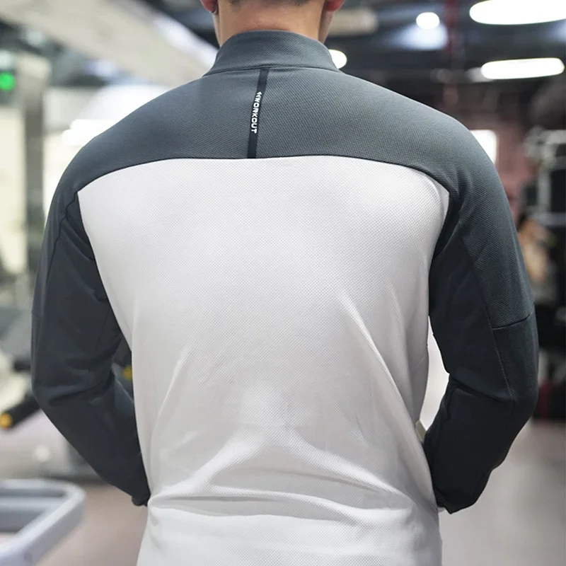 High Quality Running Sport Jacket Mens Gym Fitness Shirts Tops Outdoor Workout Sunscreen Clothing Training Sweatshirt Zipped