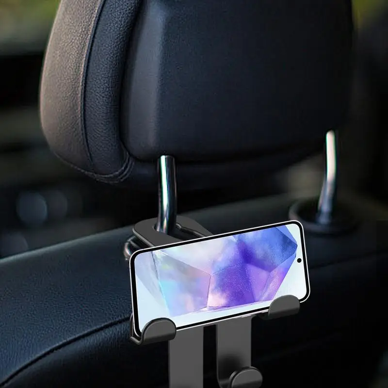 Purse Hook For Car 2pcs Auto Headrest Hook For Backseats Seat Bag Holder Car Interior Accessories With Phone Holder For Purse