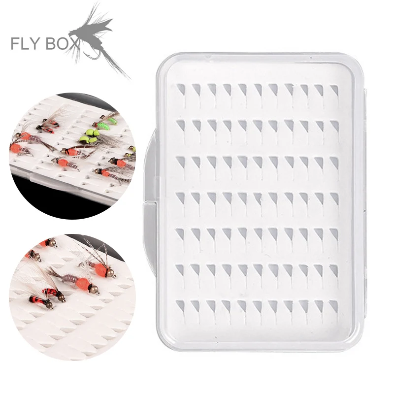 Fly Fishing Hook Box Foam Waterproof Durable Fishing Gear Transparent Pesca with 77 Grids Fishing Box