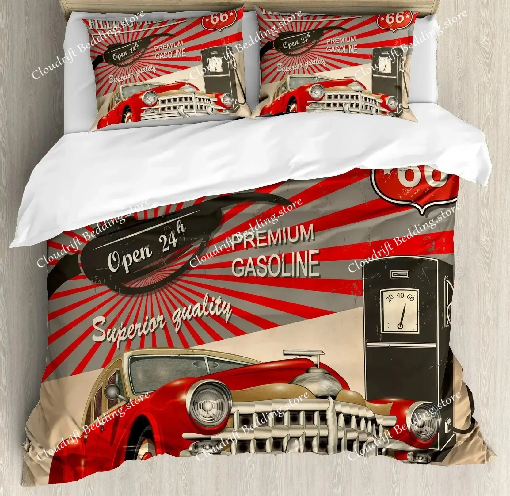 American Route 66 Bedding Set Duvet Cover 12 Pillowcase Comforter Polyester Quilt Cover King Queen Duvet Cover Set