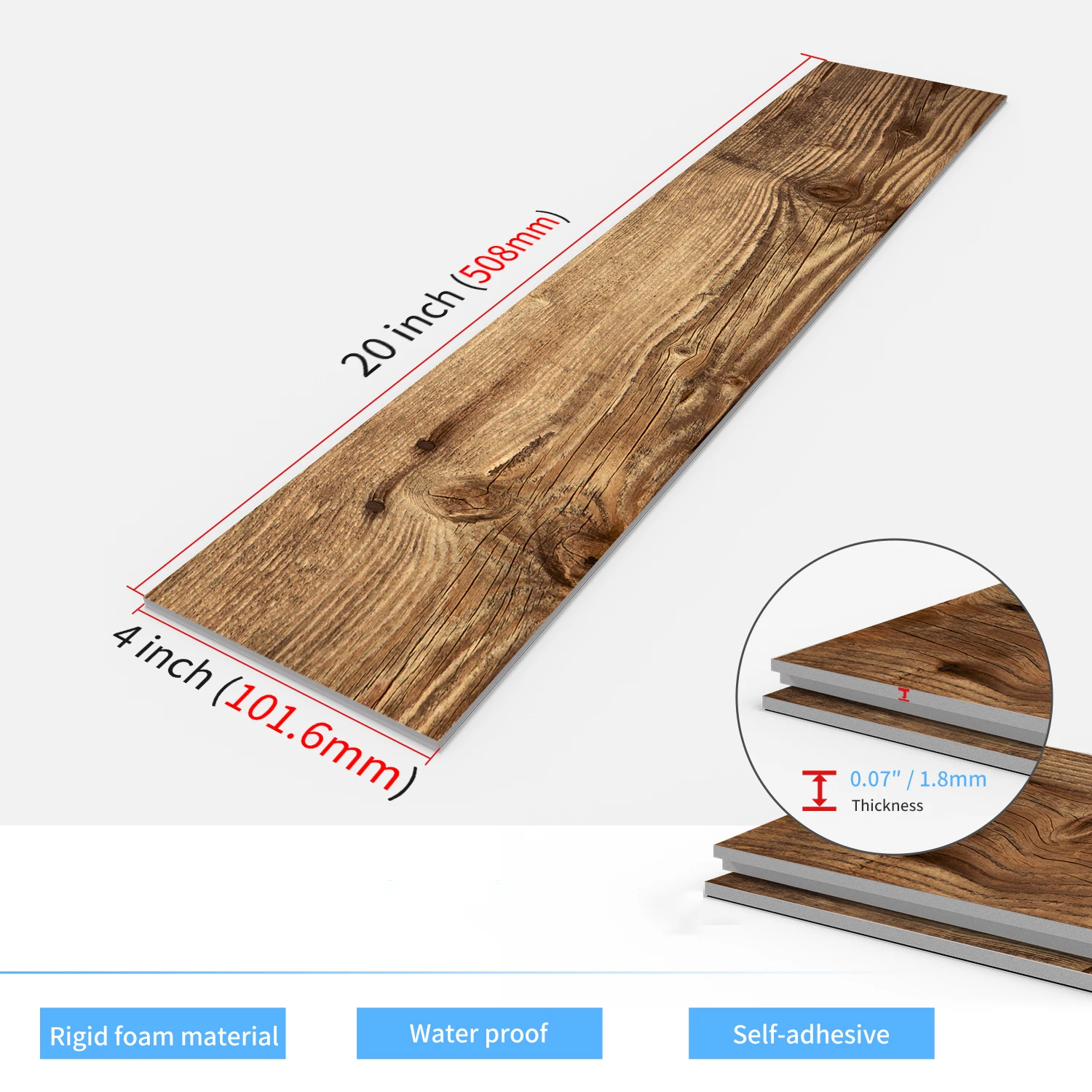 12pcs foam thickened wood grain self-adhesive waterproof stickers for home decoration furniture renovation and wall decoration