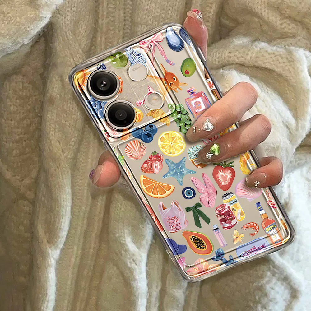 INS الكورية الصيف المحيط الحيوانات القرش الحال بالنسبة Xiaomi Redmi ملاحظة 14C 13 12 11 10 9 8 برو حالة Poco X6 برو X5 M6 واضح لينة غطاء