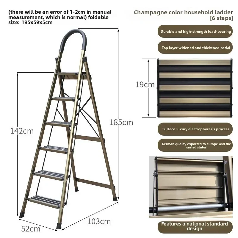 Herringbone ladder Household multi-functional folding ladder Telescopic staircase Thickened aluminum alloy Household climbing image 2
