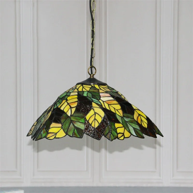 ALBERT Tiffany Glass Pendant Lamp LED Creative Pattern Vintage Hanging Light Decor for Home Dining Room Bedroom Hotel