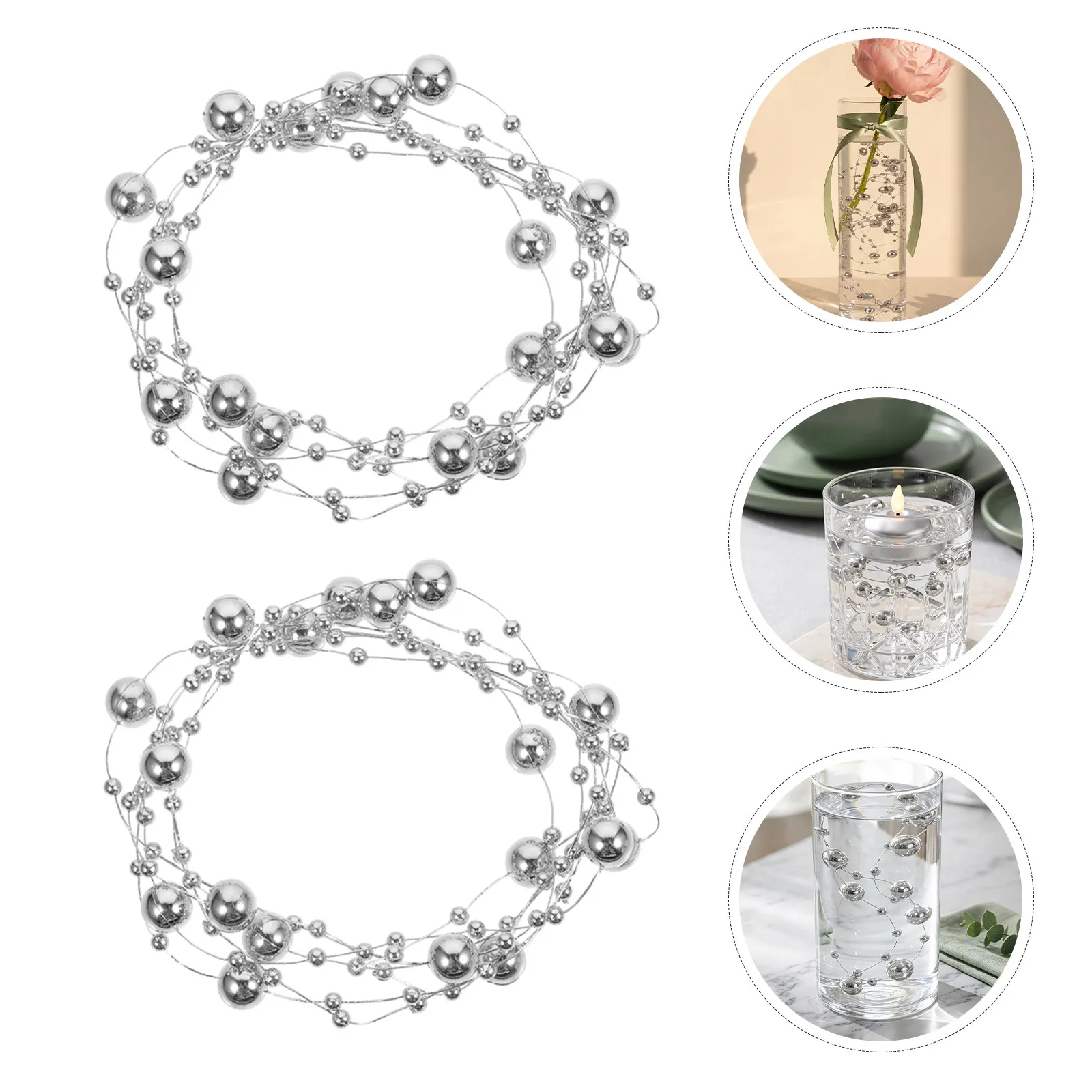 24Pcs Fake Pearl Beads Floating Accessories Silver Wedding Centerpiece Decor Pearl Filler Beads Party Decoration