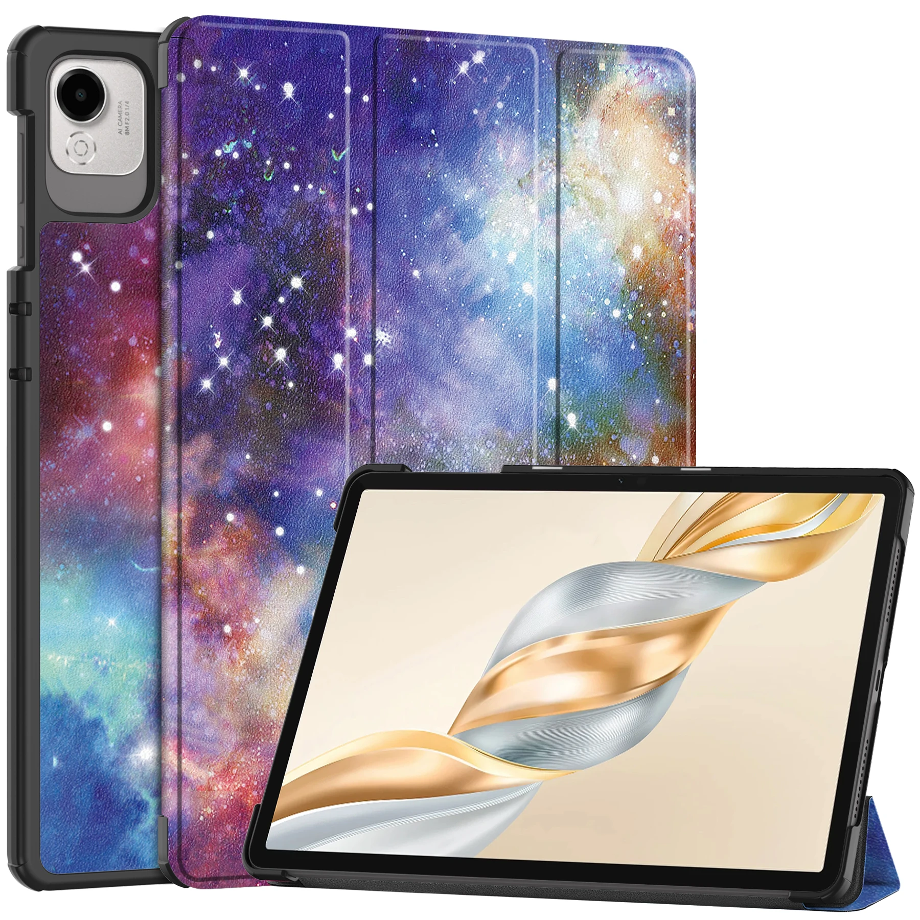 

Тройной универсальный чехол с умной окраской для Huawei Honor Pad X9a 2025 11,5 дюймов, роскошный чехол-подставка из искусственной кожи, противоударный чехол для планшета