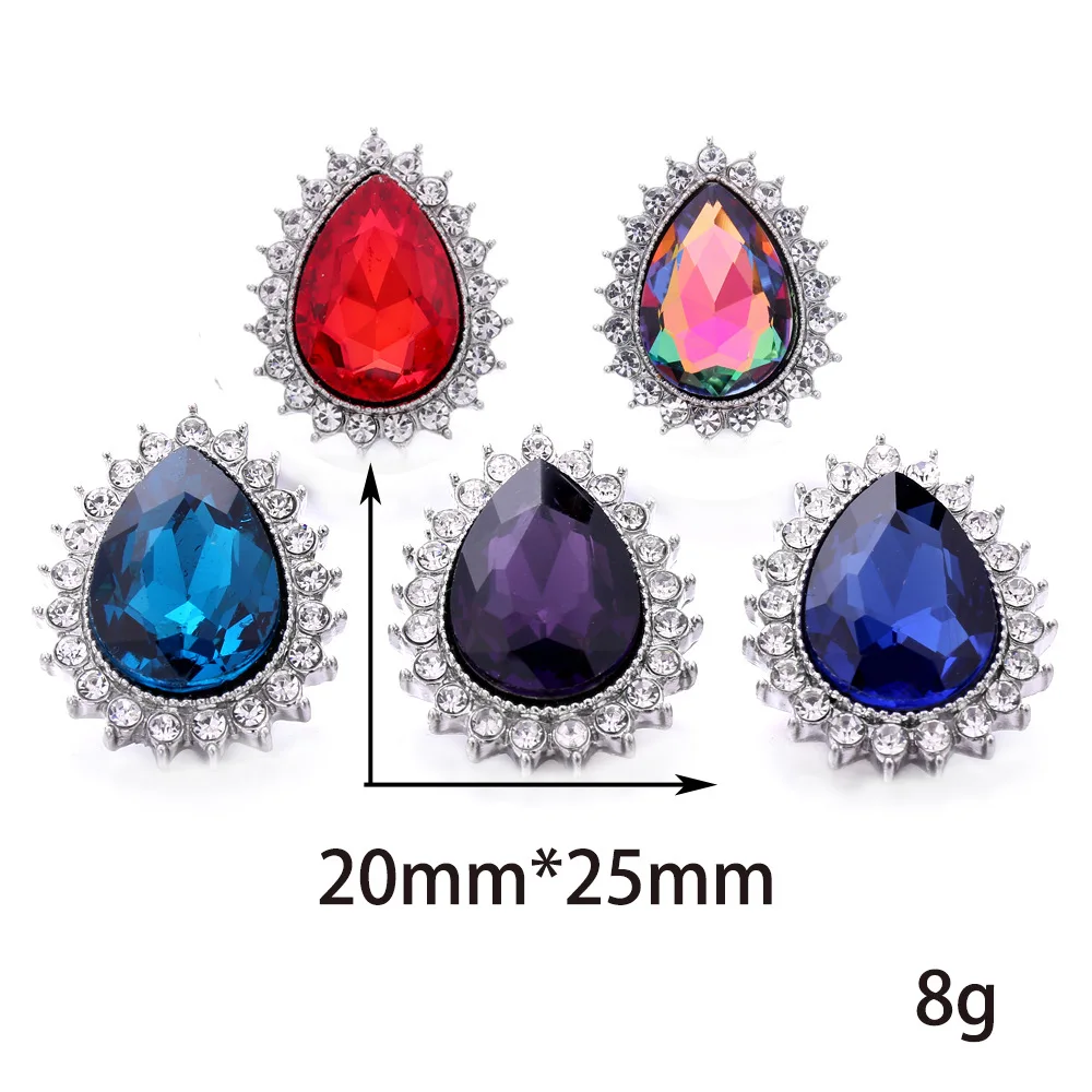 

10pcs Beauty Colorful Rhinestone Flower Waterdrop Sunflower 18MM Snap Buttons Fit DIY Snap Bracelet Necklace Jewelry Wholesale