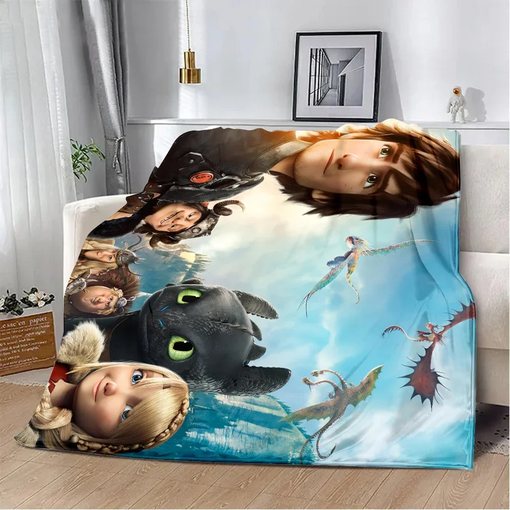 Lovely couple Toothless Fury Dragon Printed Blanket Picnic Blankets Warm Blanket Soft and Comfortable Home Travel Birthday Gift